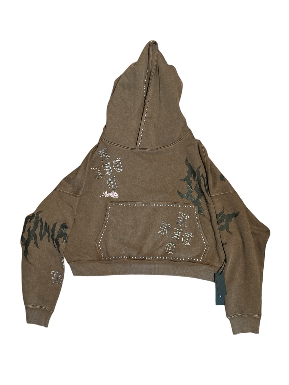 Civil Regime Brown Hoodie with studs Women’s Size: Small oversized NWT